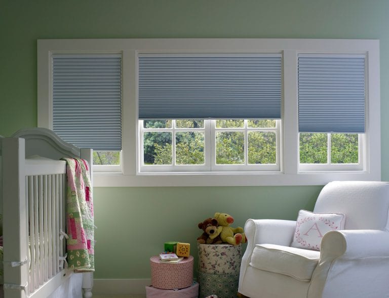 Nursery with white cellular shades, Blackout Honeycomb Shades