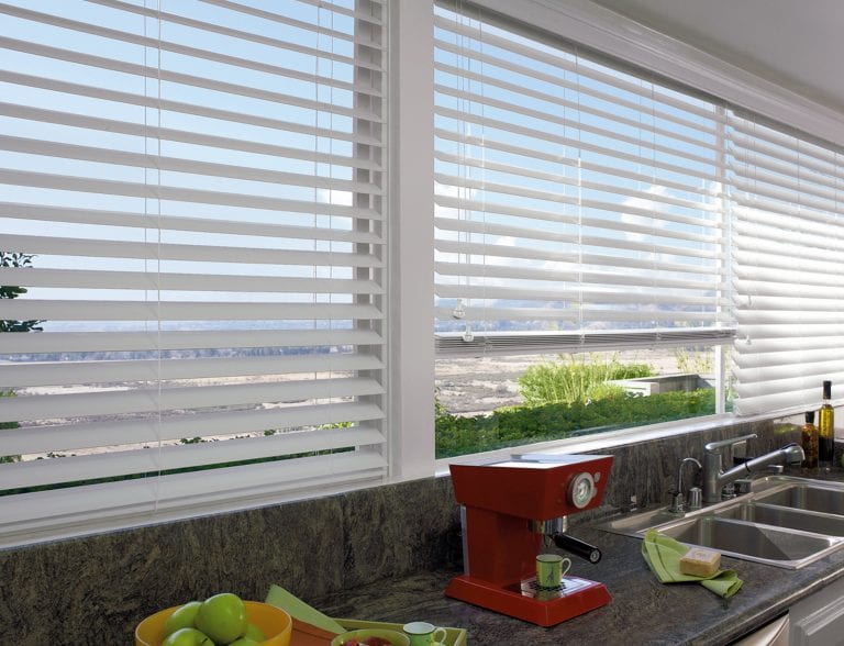 Kitchen window blinds. Faux Wood Blinds