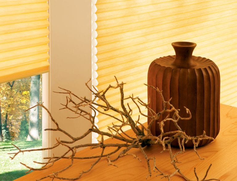 Side view of cellular shades.