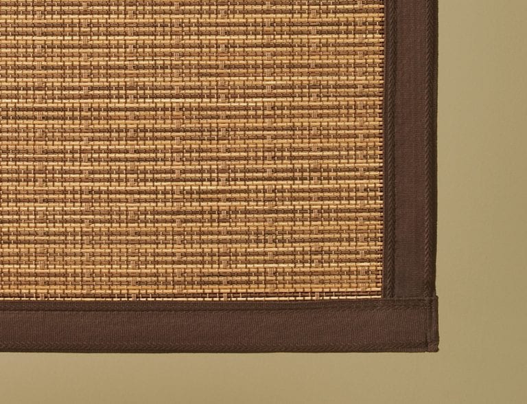 Close up view of woven wood shades.