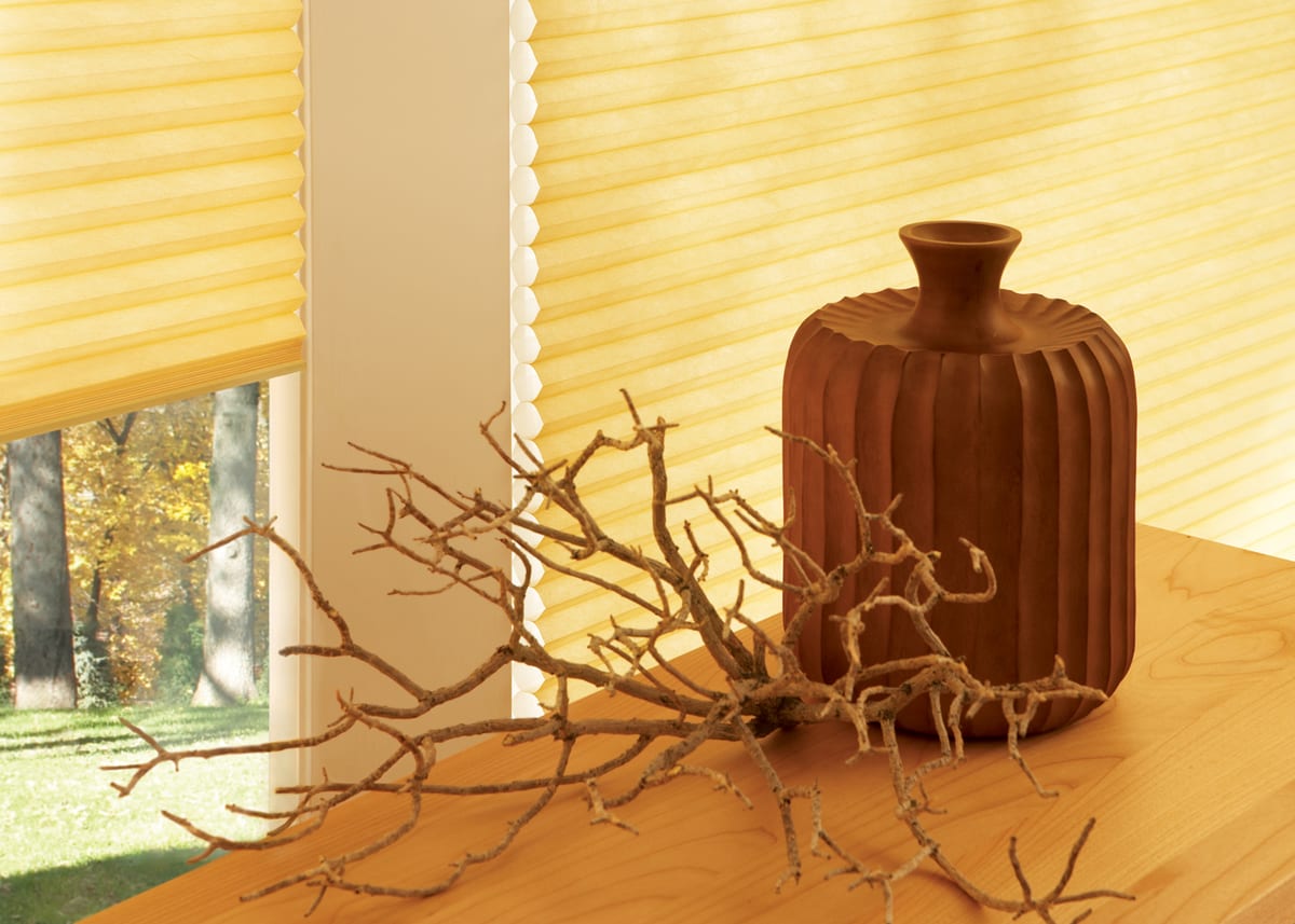 Side view of cellular shades.