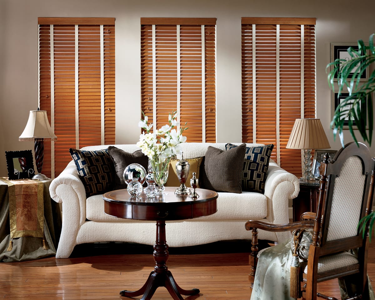 Wood blinds.