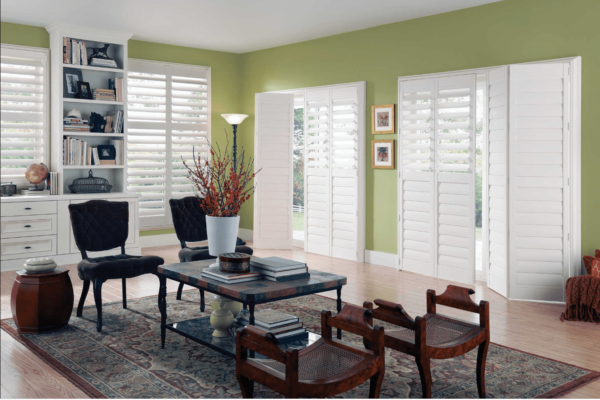 Bifold shutters on sliding doors in kitchen utah